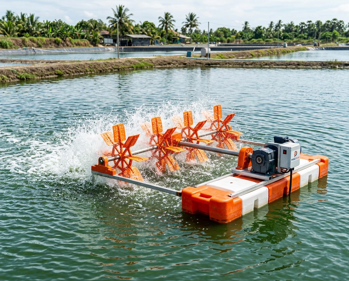 Water Wheel Aerator in shrimp farm